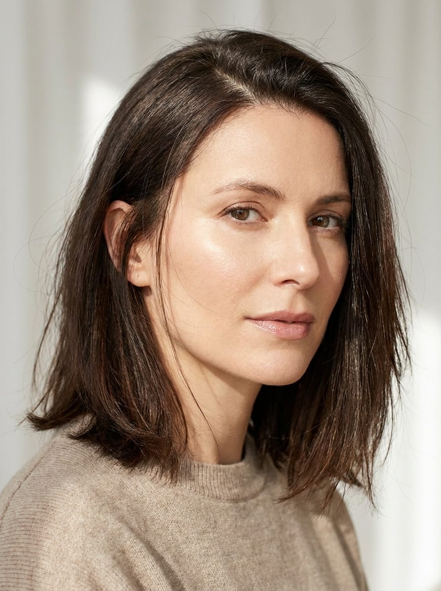 Soft Lob mit Seitenscheitel - Mittellange Frisur für feines Haar